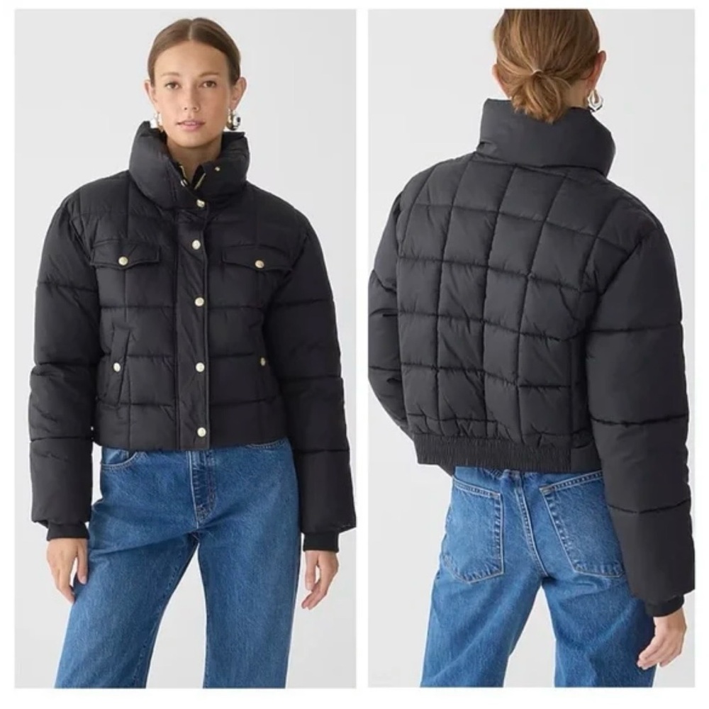 J. Crew Women's Black Puffer jacket with PrimaLoft®